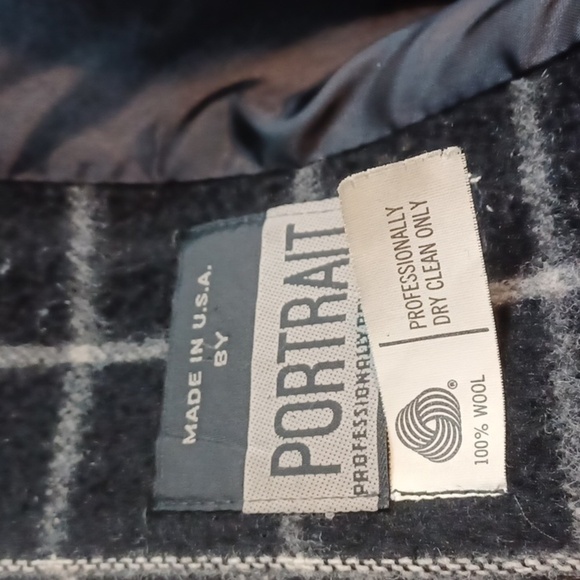 Portrait Union Made USA Rare Vintage  Black Checker %100 Wood Coat  XL - Picture 7 of 10